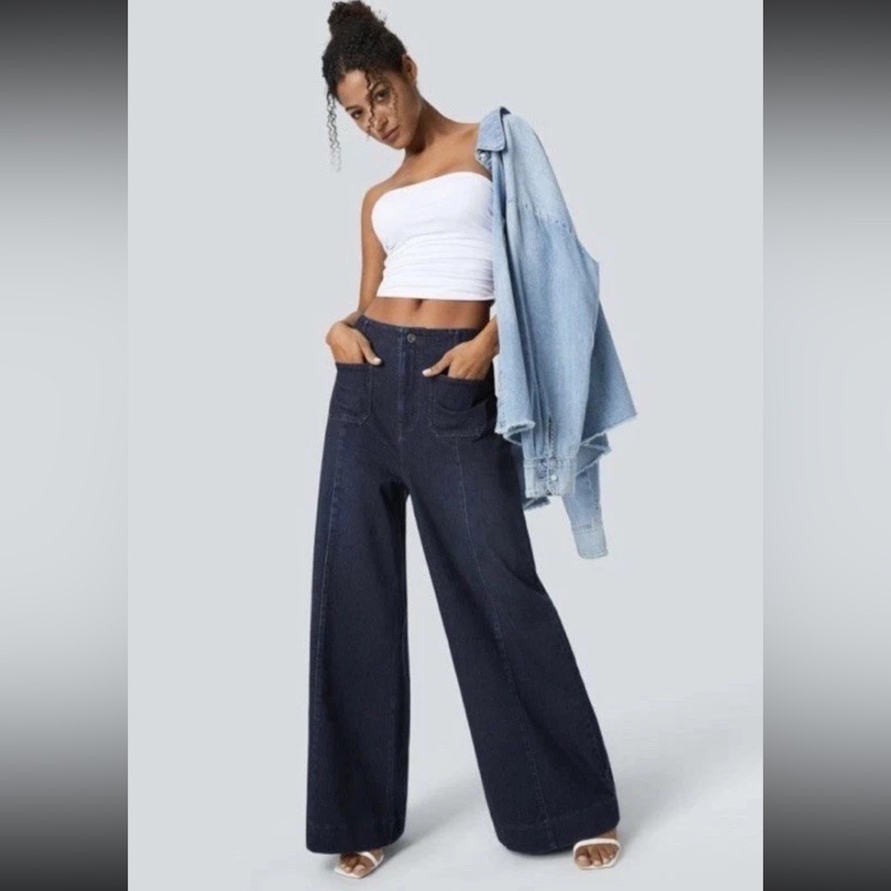 NWT Halara Flex High Waist Wide Leg Jeans. Front Pockets. XS